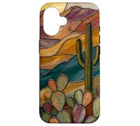 Custodia per iPhone 16 Cactus di vetro colorato Artful Trendy