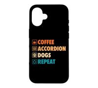 Custodia per iPhone 16 Caffè Fisarmonica Cani Ripetere Vita Semplice Icone Di Base