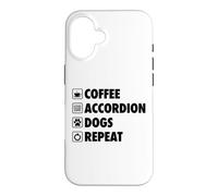 Custodia per iPhone 16 Caffè Fisarmonica Cani Ripetere Vita Semplice Icone Di Base