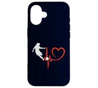 Custodia per iPhone 16 Calcio Ragazza Battito Cuore Giocatore Femminile Calci Passione
