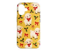 Custodia per iPhone 16 Campana con fiocco di agnello giallo senape rosso per Natale