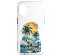 Custodia per iPhone 16 Cancun Spring Break 2026 Palma e onde ad acquerello