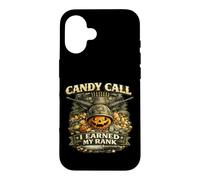 Custodia per iPhone 16 Candy Call ha guadagnato grado veterano militare tema Halloween