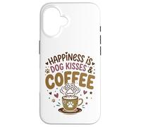 Custodia per iPhone 16 Cane Mamma Amante del Caffè Baci Cane Pelliccia Mamma Proprietario Cane