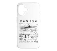 Custodia per iPhone 16 Canottaggio Sport Rower Sculling Single Scull Boat Brevetto Vintage