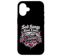 Custodia per iPhone 16 Canzoni tristi salvano vite Emo Design