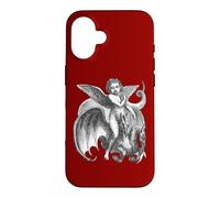 Custodia per iPhone 16 Carattere alato demoniaco cavalcando un drago a due teste ritagliato