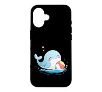 Custodia per iPhone 16 Carino balena Kawaii che gioca a palla da spiaggia divertimento oceano