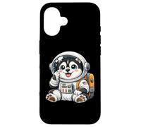 Custodia per iPhone 16 Carino cartone animato Husky Spazio ed Explorer Astronauta Cane