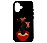Custodia per iPhone 16 Carino gatto nero Ramen Noodle Anime Style Artwork