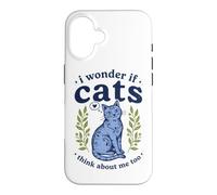 Custodia per iPhone 16 Carino I Wonder If Cats Think About Me Too Folk Art Kitten