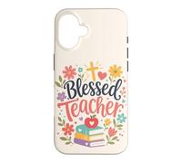 Custodia per iPhone 16 Carino Insegnante Fede Libri Floreali Benedetto Umore