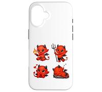 Custodia per iPhone 16 Carino Rosso Baby Devil Character Set Forme Mania