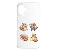 Custodia per iPhone 16 Carino Tanuki Raccoon Cane Giapponese Chibi Animale