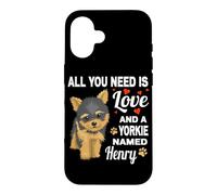 Custodia per iPhone 16 Carino Yorkie chiamato Henry per Yorkshire Terrier Cane Nome