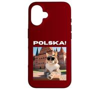 Custodia per iPhone 16 Cat At The Malbork Castle, Polonia