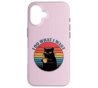 Custodia per iPhone 16 Cat Coffee Moody Kitty Morning Cafe Mom