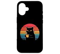 Custodia per iPhone 16 Cat Coffee Moody Morning Cafe Mom