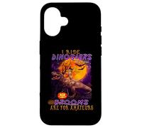 Custodia per iPhone 16 Cat I Ride Dinosaurs Brooms Are For Amateurs Funny Halloween