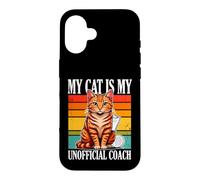 Custodia per iPhone 16 Cat Pickleball Il mio gatto è il mio allenatore non ufficiale