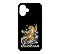 Custodia per iPhone 16 Cavalcando il caos Divertente ritorno a scuola umorismo tigre