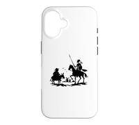 Custodia per iPhone 16 Cavaliere Errante Don Chisciotte Sancho Panza Opera D'arte Silhouette