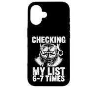 Custodia per iPhone 16 Checking My List 6-7 volte divertente Babbo Natale