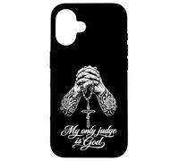 Custodia per iPhone 16 Chicano tatuato Il mio unico giudice è Dio che prega le mani