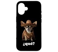Custodia per iPhone 16 Chihuahua divertente in Sombrero e spagnolo - Cosa? (¿Qué?)