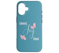 Custodia per iPhone 16 Choose Joy Today Farfalla Floreale Citazione