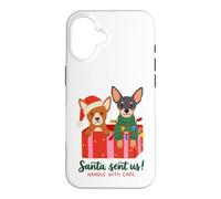 Custodia per iPhone 16 Christmas Dogs Santa Sent Us Puppy Lover Holiday Xmas