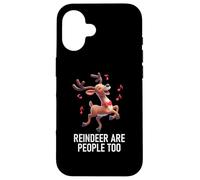 Custodia per iPhone 16 Christmas Xmas Reindeer Are People Too Funny Dancer