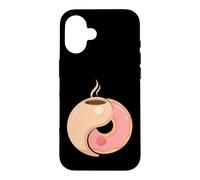 Custodia per iPhone 16 Ciambella al caffè divertente equilibrio colazione
