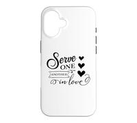 Custodia per iPhone 16 Citazione cristiana servi l'un l'altro in amore