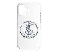 Custodia per iPhone 16 Citazione Latina Festina Lente Ancora e Delfino Emblema