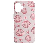 Custodia per iPhone 16 Coastal Beach Summer Ocean Seashell Aesthetic Pink