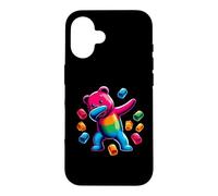 Custodia per iPhone 16 Colorful Dabbing Gummy Bear Candy Lovers Kids Boys Bear Dab