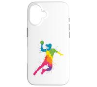 Custodia per iPhone 16 Colorful Handball Enthusiast Design for Sports Lovers