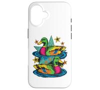 Custodia per iPhone 16 Colorful Preppy Duck Lake Aesthetic Design