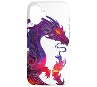 Custodia per iPhone 16 Colori vivaci Viola Rosso Arancione Fire Dragon