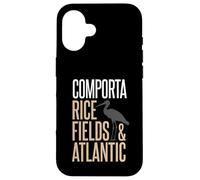Custodia per iPhone 16 Comporta Portogallo campi di riso e silhouette di cicogna atlantica