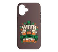 Custodia per iPhone 16 Con o senza Brew St Patricks Day Beer