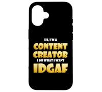 Custodia per iPhone 16 Content Creator IDGAF Meme Video Content Creation Cosplay