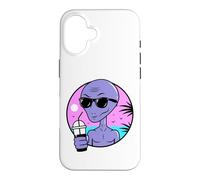 Custodia per iPhone 16 Cool Alien Drinking Summer Juice Illustration Graphic Design