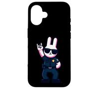 Custodia per iPhone 16 Cool Bunny Police Rabbit Rock On Animal Graphic Officer