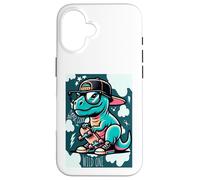 Custodia per iPhone 16 Cool Skate Dino Baby Dinosaur Cartoon for Kids