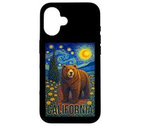 Custodia per iPhone 16 Cool Wild California Bear in the Starry Night Painting Art
