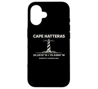 Custodia per iPhone 16 Coordinate del faro di Cape Hatteras North Carolina