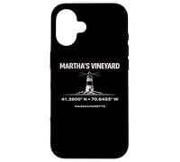 Custodia per iPhone 16 Coordinate del faro di Marthas Vineyard Massachusetts