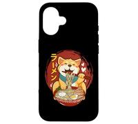 Custodia per iPhone 16 Corgi-Dog Mangiare Ciotola di Ramen Pho Noodle Soup Giappone Kawaii